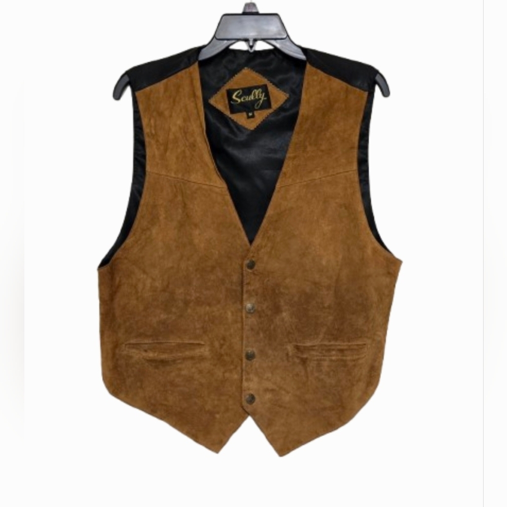 Scully Brown Suede Leather Vest Men’s M Western Motorcycle Lined